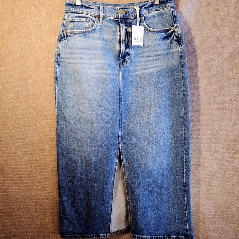 ANA A New Approach High Rise Denim‎ Maxi Skirt Size 10 Lt Coastal Blue NWT